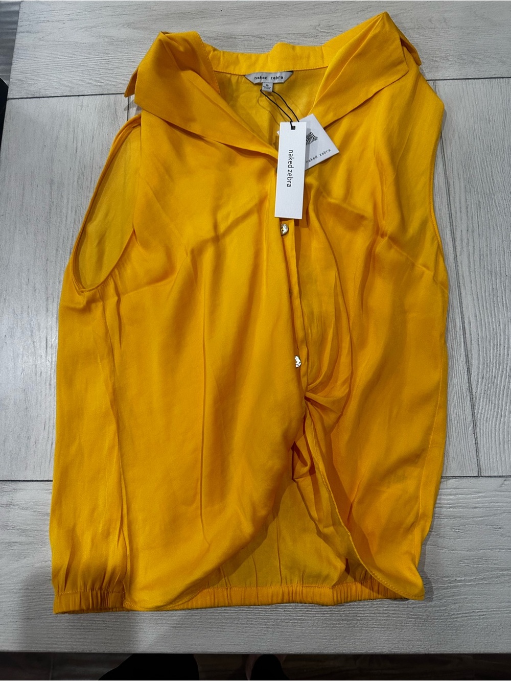 Naked Zebra Yellow Draped Sleeveless Top